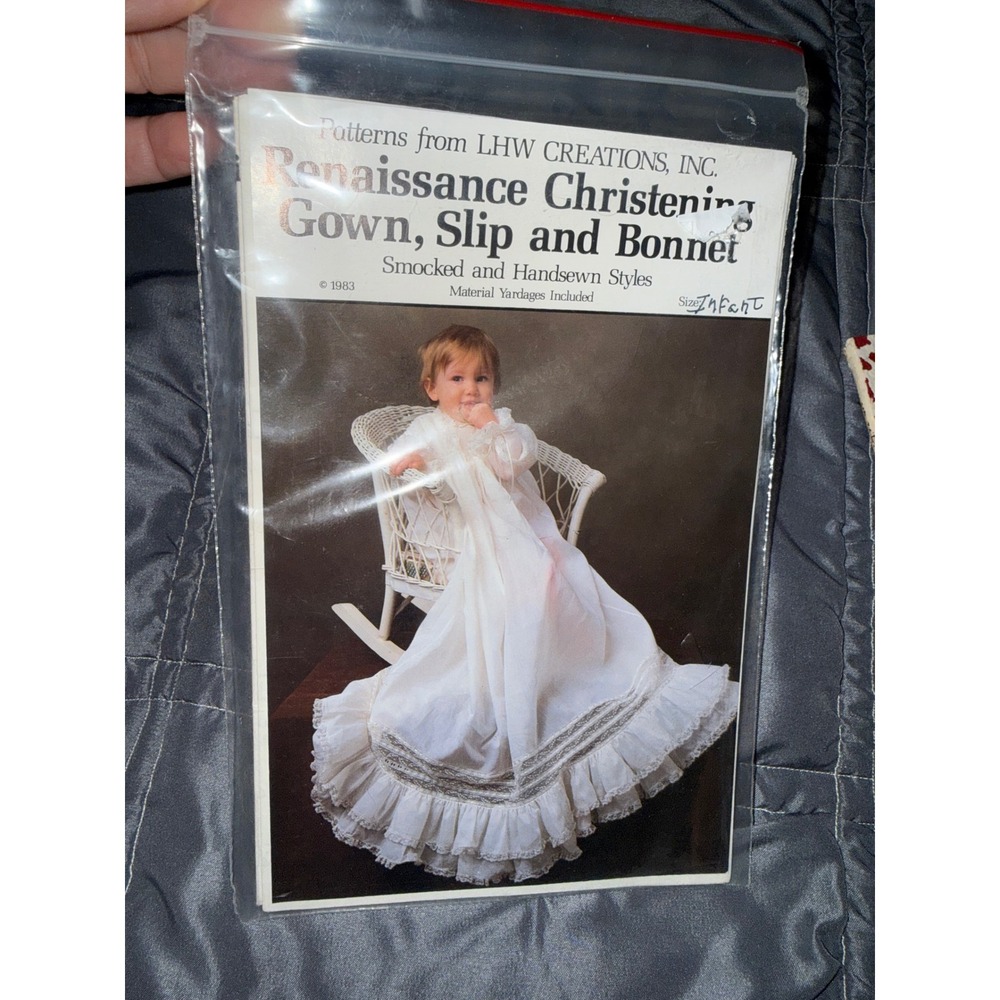 LHW Creations Renaissance Christening Gown Slip Bonnet Sewing Pattern Infant